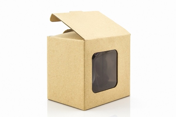 An image representing a cardboard packing with a transparent Design 
